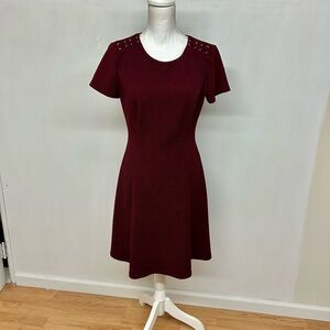 AGB Classic Burgundy Short Sleeve A-Line Dress with Shoulder Eyelets size 8